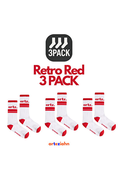 Arteziahn Retro Red 3Pack - Red - White 3-Piece Unisex Sports & Lifestyle Tow...