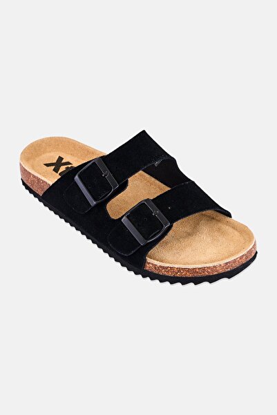 XTI Men Brand Logo Adjustable Slip On Sandals, Black