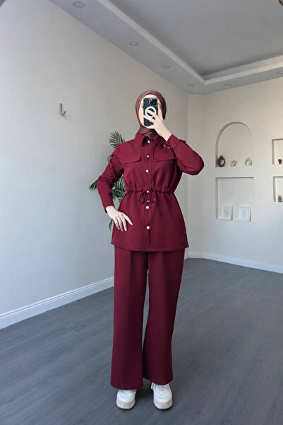 Esre Store 4571 - Crepe Fabric Hijab Set Burgundy