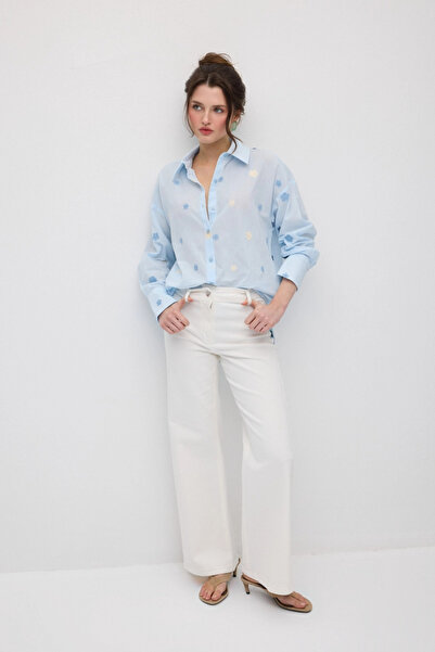 Gusto Wide-Leg Denim Trousers - White