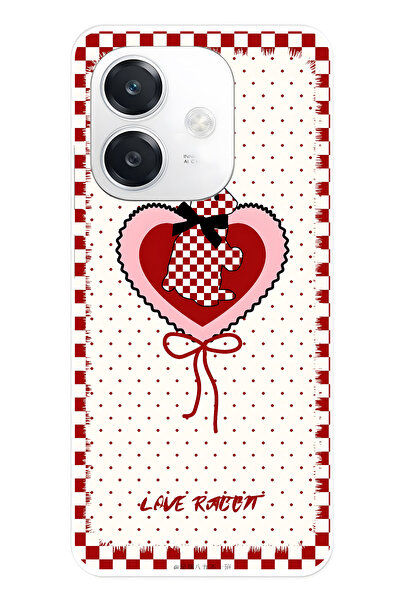 FLAMENKO حافظة هاتف شفافة متوافقة مع هاتف اوبو A3 باللون الأحمر بنقش مربعات ت...