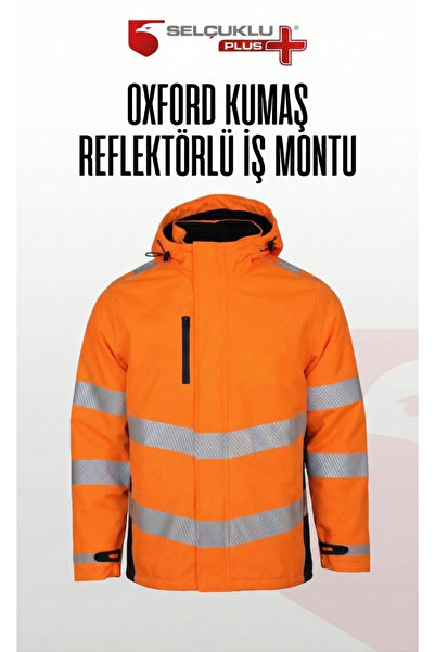 Selçuklu Plus Oxford Kumaş Reflektörlü İş Montu, Su Geçirmez, Kapüşonlu, Term...