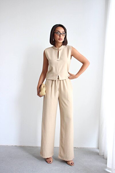 ÇEÇİM Women's Judge Collar Lace-Up Suit Zyn-58910