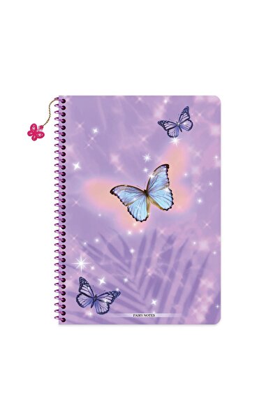 KESKİN COLOR Keskin A4 Striped Charmlı Butterfly Notebook - Purple