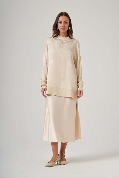 Nuss 3013 Parlak Dokulu Tunik – Krem