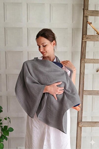 Pedimu Muslin Gray Breastfeeding Apron 60X100 cm – 100% Cotton , Breathable, ...