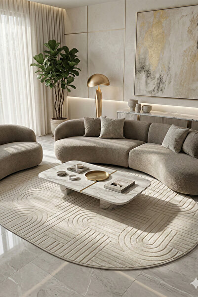 tropikal home Modern Oval Halı Bambu Dokulu Kaymaz Taban Yumuşak Salon Yatak ...