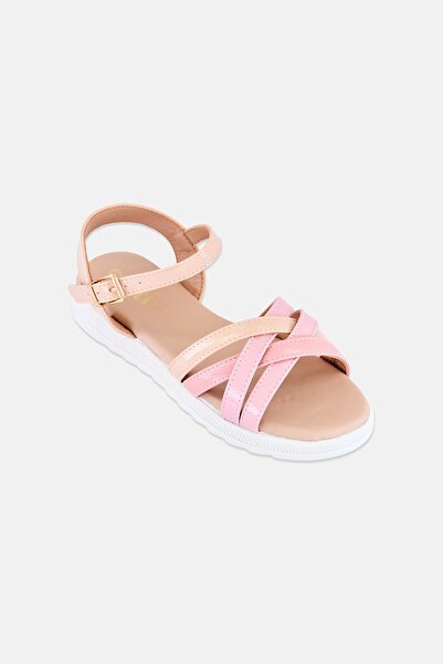 XTI Kids Girl Leather Adjustable Buckle Sandals, Beige