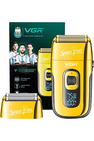 VGR ماكينة حلاقة رجالية احترافية V-332، شفرات مزدوج مستقلة، (ذهبي)