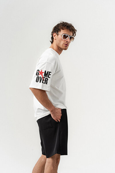 go gang own Game over Kol Design Detailed Crew Neck Oversized T-Shirt