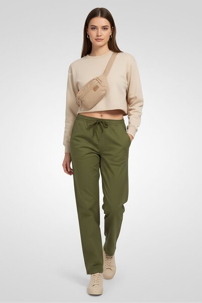 Vans Women Relaxed Fit Solid Straight Leg Pants, Green