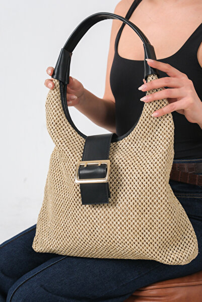 MARSEDO Tricotaj din paie pentru femei, mărime mare, zilnic, geantă de umăr d...