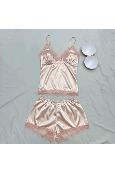 FASHION Elegant Satin Lace Bra Sleepwear Set for Women