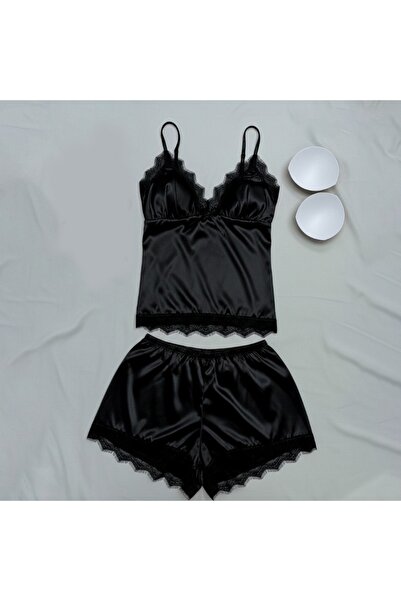 FASHION Elegant Satin Lace Bra Sleepwear Set for Women