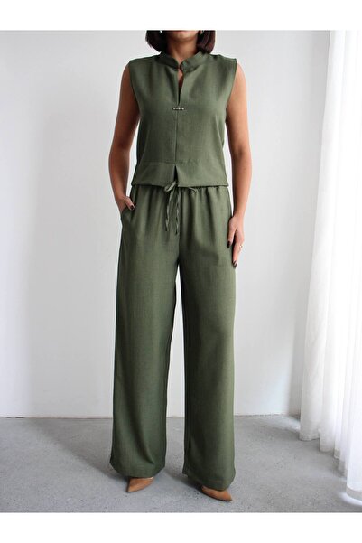 ÇEÇİM Women's Judge Collar Lace-Up Suit Zyn-58910