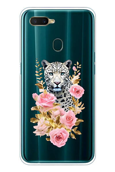 FLAMENKO حافظة هاتف شفافة متوافقة مع هاتف اوبو A5S / AX7 / A12 ليوبارد وردي ر...