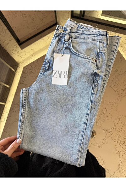 CKBUTİK Buz Mavi Kesik Paçalı Boy Fit Jean -1960