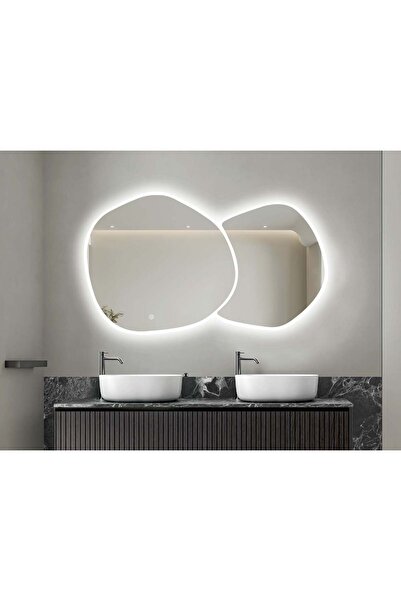 shark design Oglindă LED pentru două persoane asimetrică premium 140×80 cm, t...