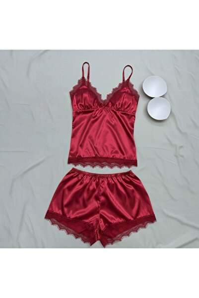 FASHION Elegant Satin Lace Bra Sleepwear Set for Women