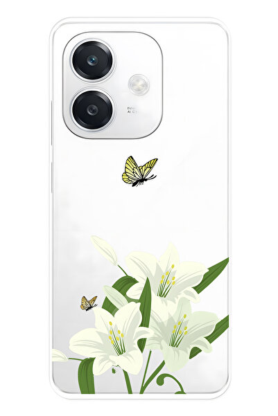 FLAMENKO حافظة هاتف شفافة متوافقة مع هاتف اوبو A3 وايت ليلي منقوش