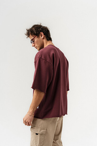 go gang own Unfinished Basic Crew Neck Stitch-Free Sleeve Detail Oversized T-...