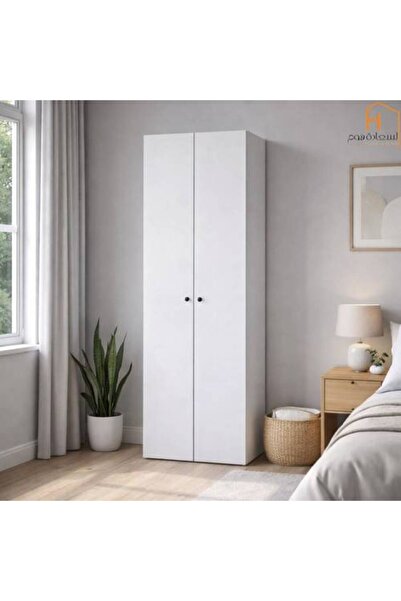 Al Saadah Home خزانة أحذية عمودية ببابين - 36 × 62 × 196 سم - أبيض