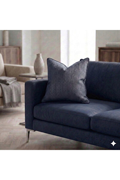 baladı home ev tekstil home collection غطاء وسادة فاخر كتان كاش فورت مخطط - د...
