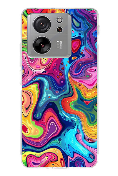 lelia حافظة هاتف شفافة متوافقة مع Mi 13T مطبوع |   مجموعة كولور ويف فلوكس