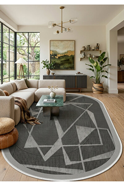 eco concept MegaStar Serisi Dijital Baskı Yıkanabilir Kaymaz Taban Oval Salon...