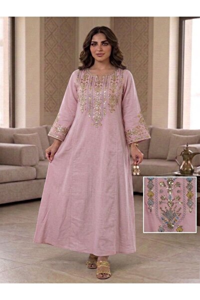 BRK فستان العيد جلابية عيد خليجي صدر تطريز وموديل فرايحي