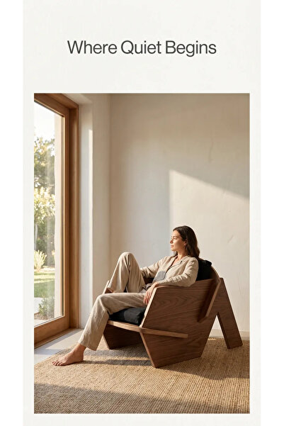 PRAKTURA BIRD Ahşap Ceviz Berjer, Krem Keten Kumaş Tekli Koltuk, Doğal Ahşap ...