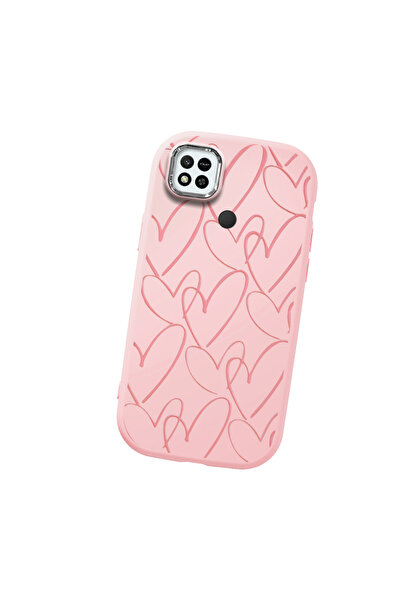 SLIMFELT Redmi 9C/10A Uyumlu Kalp Desenli Sıvı Silikon Kılıf, Tam Koruma, Yum...