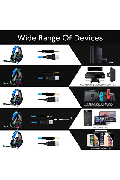 Datazone سماعة رأس احترافية للألعاب G2200 RGB، منفذ USB واحد لأجهزة الكمبيوتر...