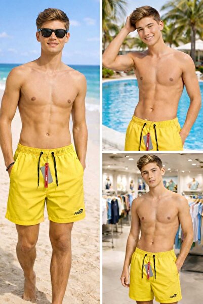 MB PARSMEN Men's Swim Shorts Water Repellent Quick Dry - Yellow