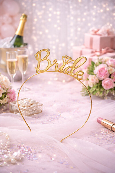 Happyewent Gold Color Bridal Crown with Bride Written - Bachelorette Party Ac...