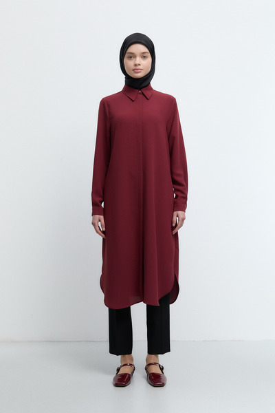 Tuğba Gizli Patlı Basic Tunik - Kiremit