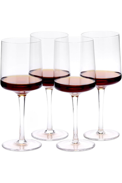 Navaris Set de 4 pahare de vin, 400 ml, cu picior, design modern, transparent...