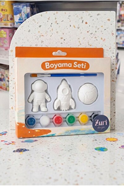 ZURİ DESİGN Astronot, Roket ve Dünya Figürlü Çocuk Boyama ve Hobi Seti