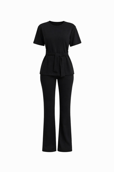 moda poni Women's Double Tie-Detail Top and Bottom Set