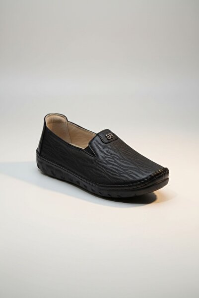 Modayak Ata Black Genuine Leather Leather Topedi̇k Daily Women's Shoes & Flats
