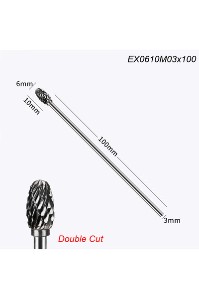 Choice 100mm Double Burr E Extra Long 100mm Rotary Rasp File Carving Grinder ...
