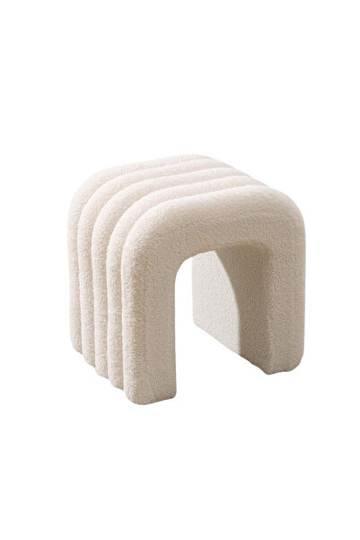 Navaris Otoman Boucle, 41x35x43cm, alb, design arcuit, ideal pentru living sa...