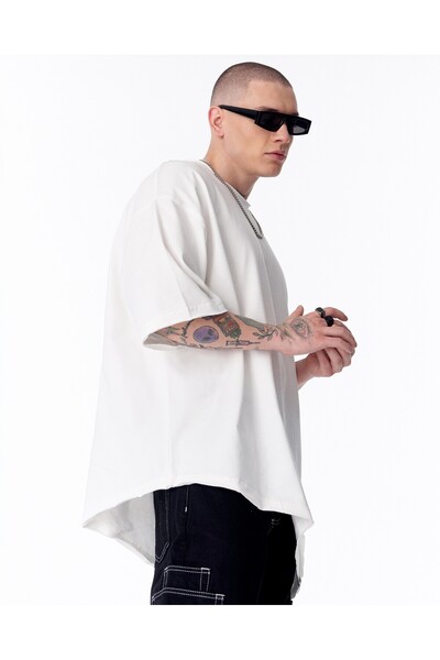 martin valen Asymmetric Cut Oversized White T-Shirt