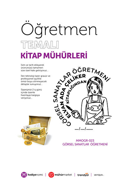 MühürMarket > Görsel Sanatlar Öğretmeni Kitap Mührü - Ex-libris - Kitap Damgası > MMOGR-023