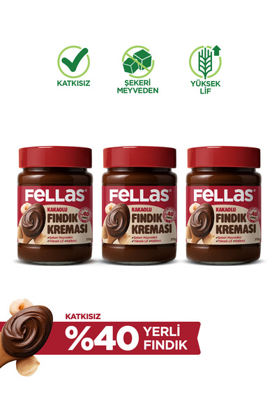 Fellas Kakaolu Fındık Kreması (315 g) x 3 Adet