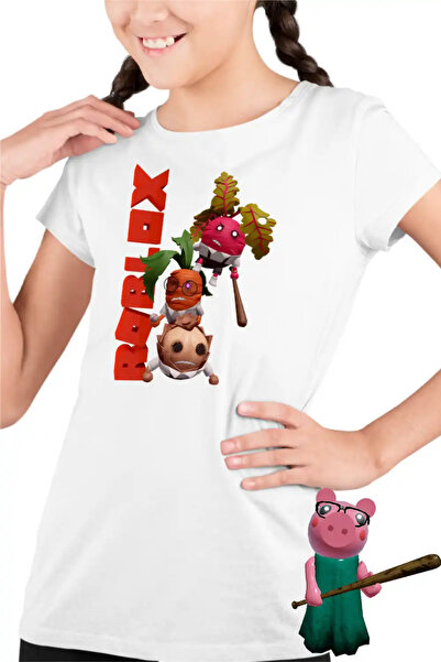 OEM Тениска за момичета с прасенце и зеленчуци Roblox