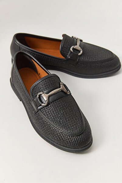 Raneel Kazançlı Alışveriş Women's black woven top Belt Detail Loafers