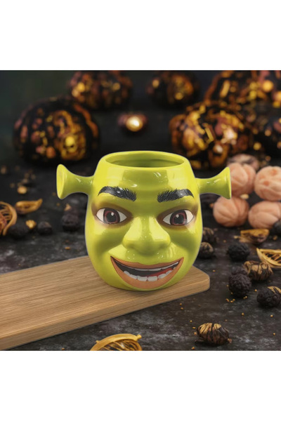 HEPBİMODA Yeşil Shrek & Fiona Kupa Bardak Çay Kahve Fincanı Hediyelik Sevgili...