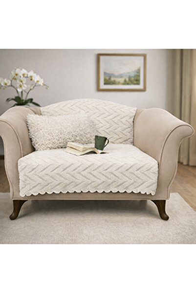 True Home Collection قطعة واحدة غطاء أريكة - شانيل ذو ملمس بارز مانع للانزلاق...