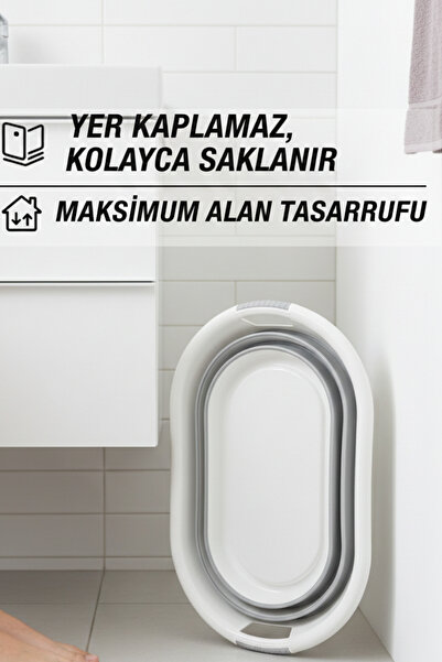 CALVERA 2'li Katlanabilir Banyo Seti - 26 LT Çamaşır Sepeti & 1.1 LT Maşrapa - Tasarruf Sağlayan Tasarım